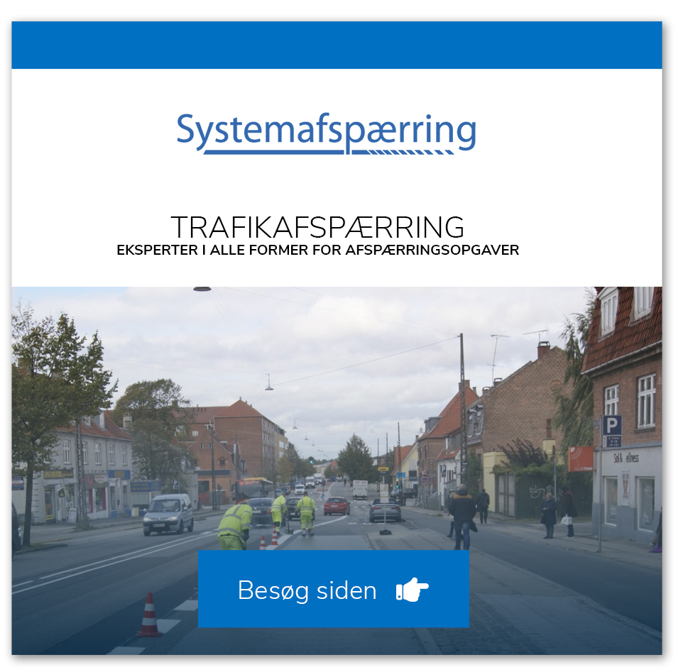 Systemafspærring er eksperter i alle former for afspærringsopgaver, og kan løse både store komplekse motorvejs- og broprojekter, samt mindre afspærringsarbejde af kortere varighed.